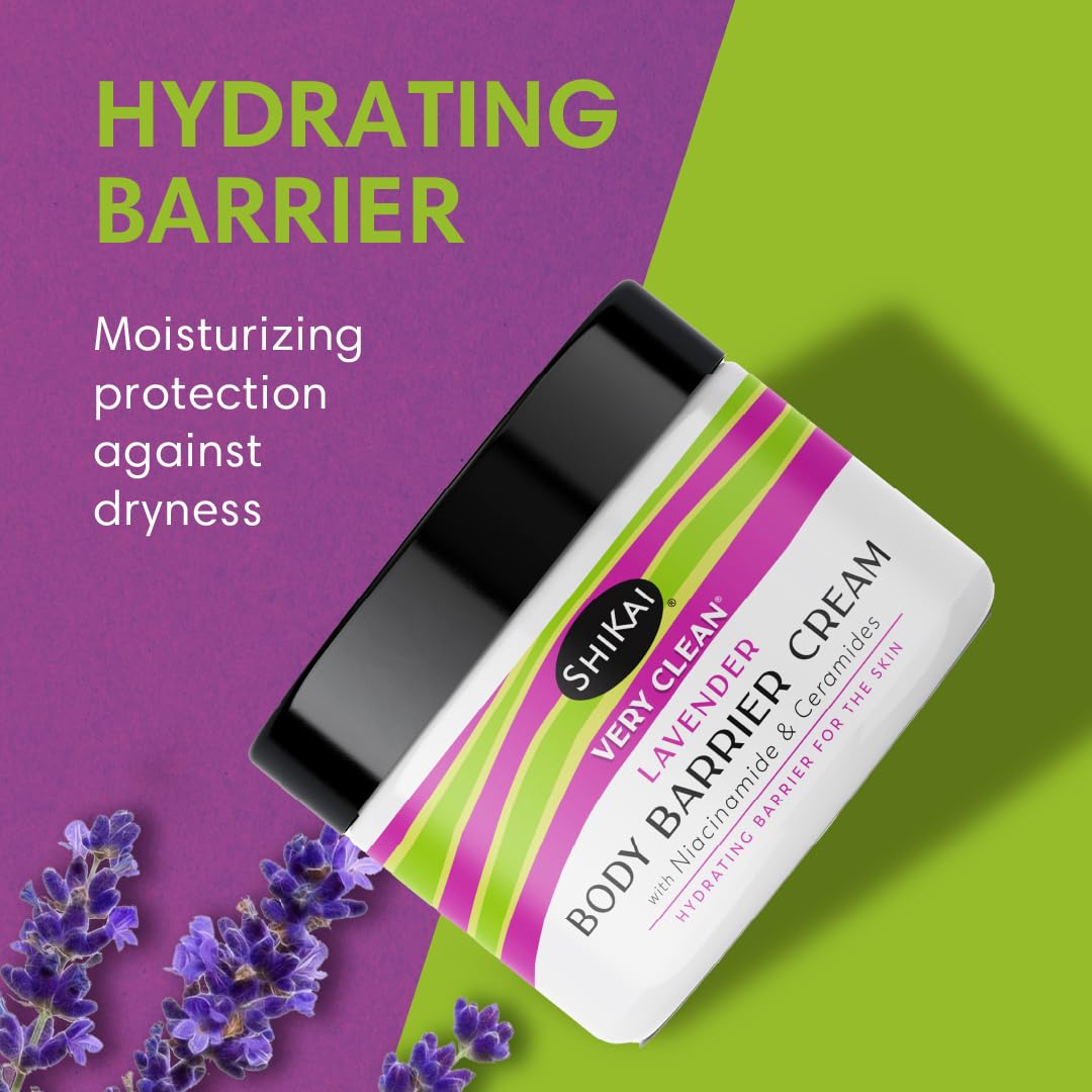 ShiKai Very Clean Moisturizing Body Barrier Cream (Lavender, 4.5 oz) | Hydrating Barrier for the Skin | With Niacinamide, Ceramides, Shea Butter