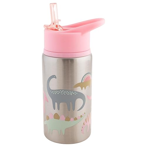 Stephen Joseph STAINLESS STEEL WATER BOTTLES PINK DINO, 18 Oz