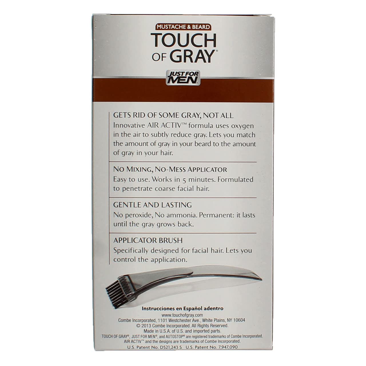 JUST FOR MEN Touch of Gray Hair Color, Mustache & Beard Kit, Light & Medium Brown B-25/35, 1 ea (Pack of 4)