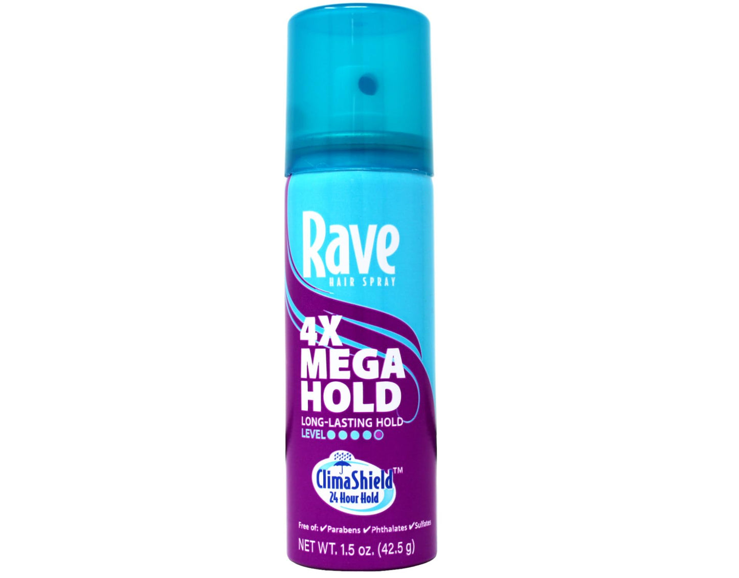 Rave Hairspray 4x Mega Aerosal Travel Size 1.5 oz, Pack of 6