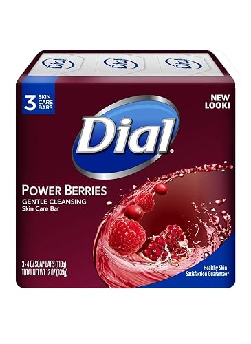 Dial Glycerin Soap Bars with Power Berries, Raspberry, Pomegranate, Cranberry, 12 Oz