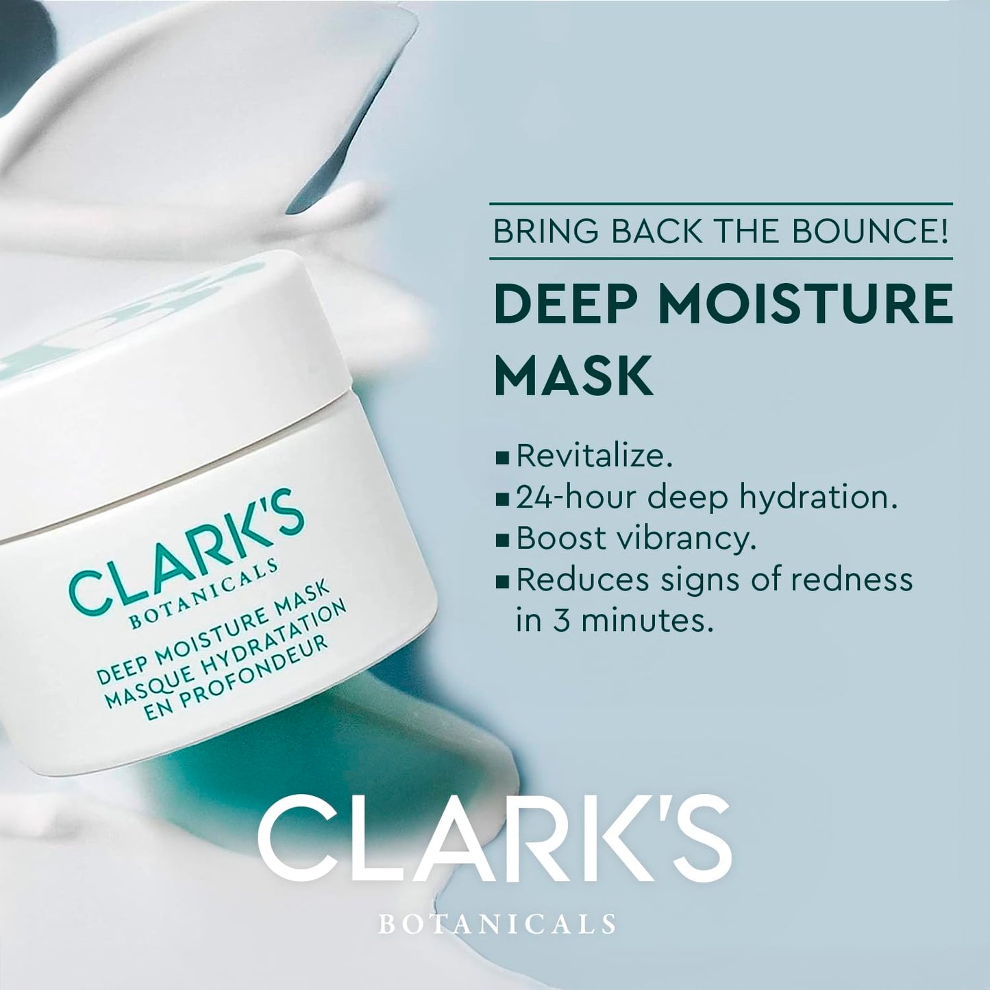 Clark's Botanicals Deep Moisture Mask, Target Dryness, Redness & Inflammation, Stimulate Collagen Production, All Skin Types, 2-in-1 Moisturizer