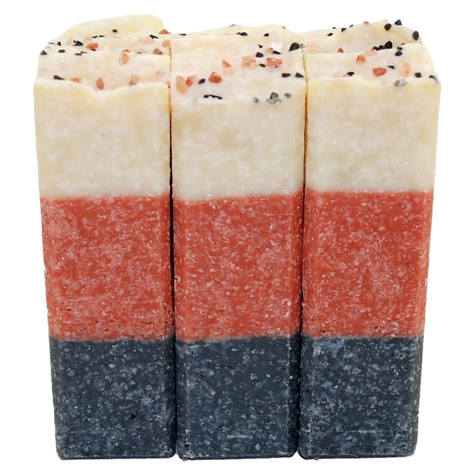 Traverse Bay Bath and Body,Three salts all natural handmade cold process bar soap, essential oil soap. 3 bar pack 16 + oz. Made in the USA