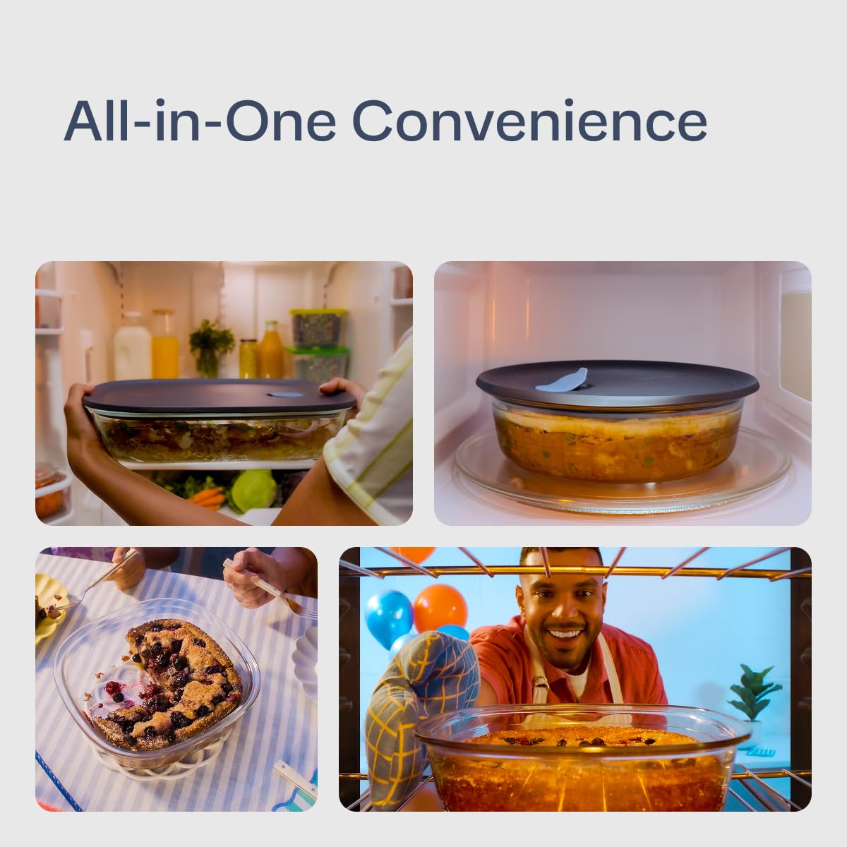 Tupperware Voila Glass Square Food Storage - Airtight Baking Dish, 1.7 qt / 1.6 L