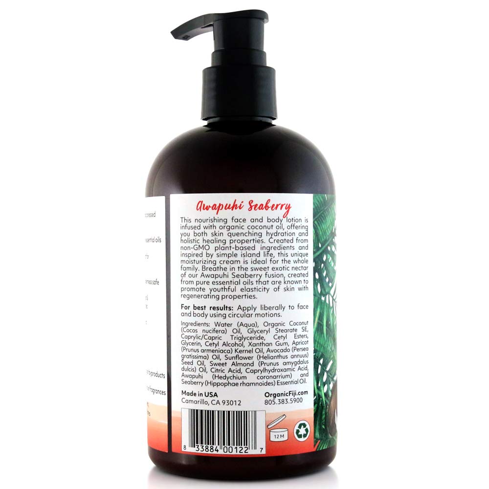 Coco Fiji Face & Body Lotion Infused With Coconut Oil | Lotion for Dry Skin | Moisturizer Face Cream & Massage Lotion for Women & Men | Awapuhi