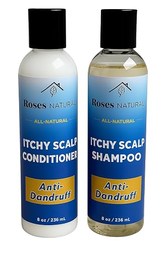 Itchy Scalp Shampoo & Conditioner Set, 8 oz Each, African Black Soap Shampoo, Dandruff shampoo & Conditioner, All-Natural Treatment, Dry & Itchy Scalp