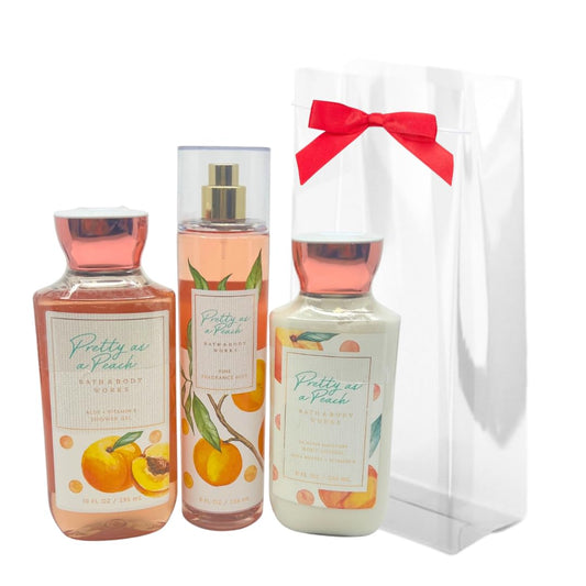 Bath & Body Works Pretty as Peach 3-Pc Gift Set – Shower Gel 10 oz, Fine Fragrance Mist 8 oz & Body Lotion 8 oz | Holiday Bundle