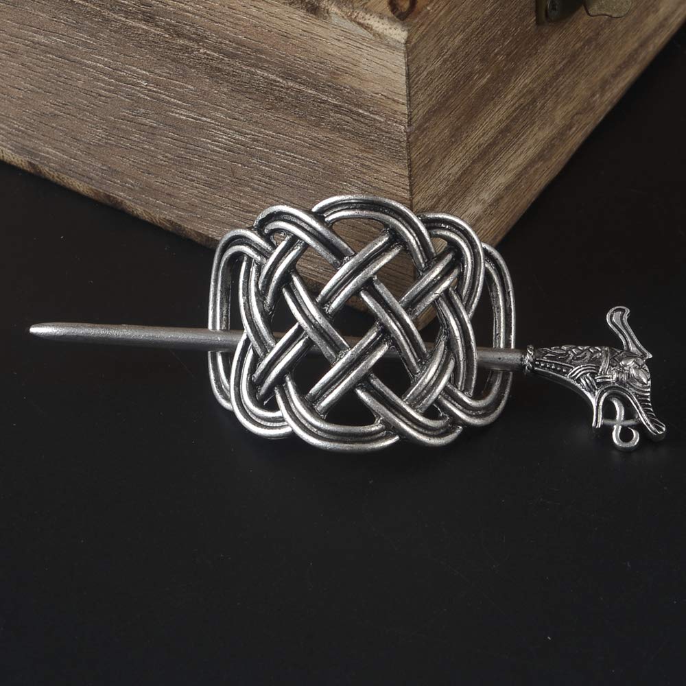 Viking Celtic Hair Clips Hairpins- Viking Hair Accessories Celtic Knot Hair Pins Antique Silver Hair Sticks Irish Hair Decor Accessories for Long Hair
