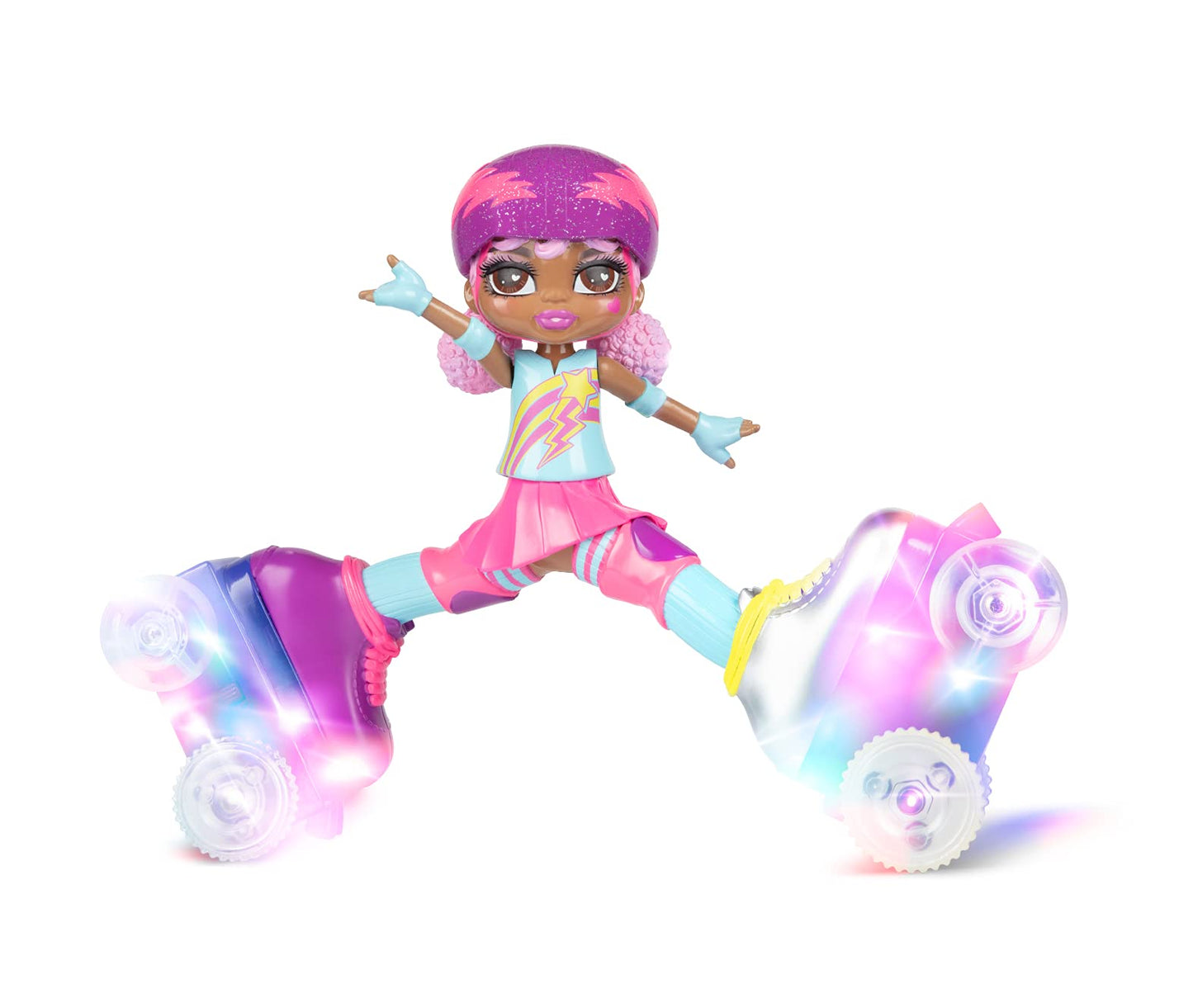 JAKKS Pacific Rock N Rollerskate Doll Lightning Luna Light Up Remote Control Rollerskating Doll - Plays Music and Skates!, 10" H