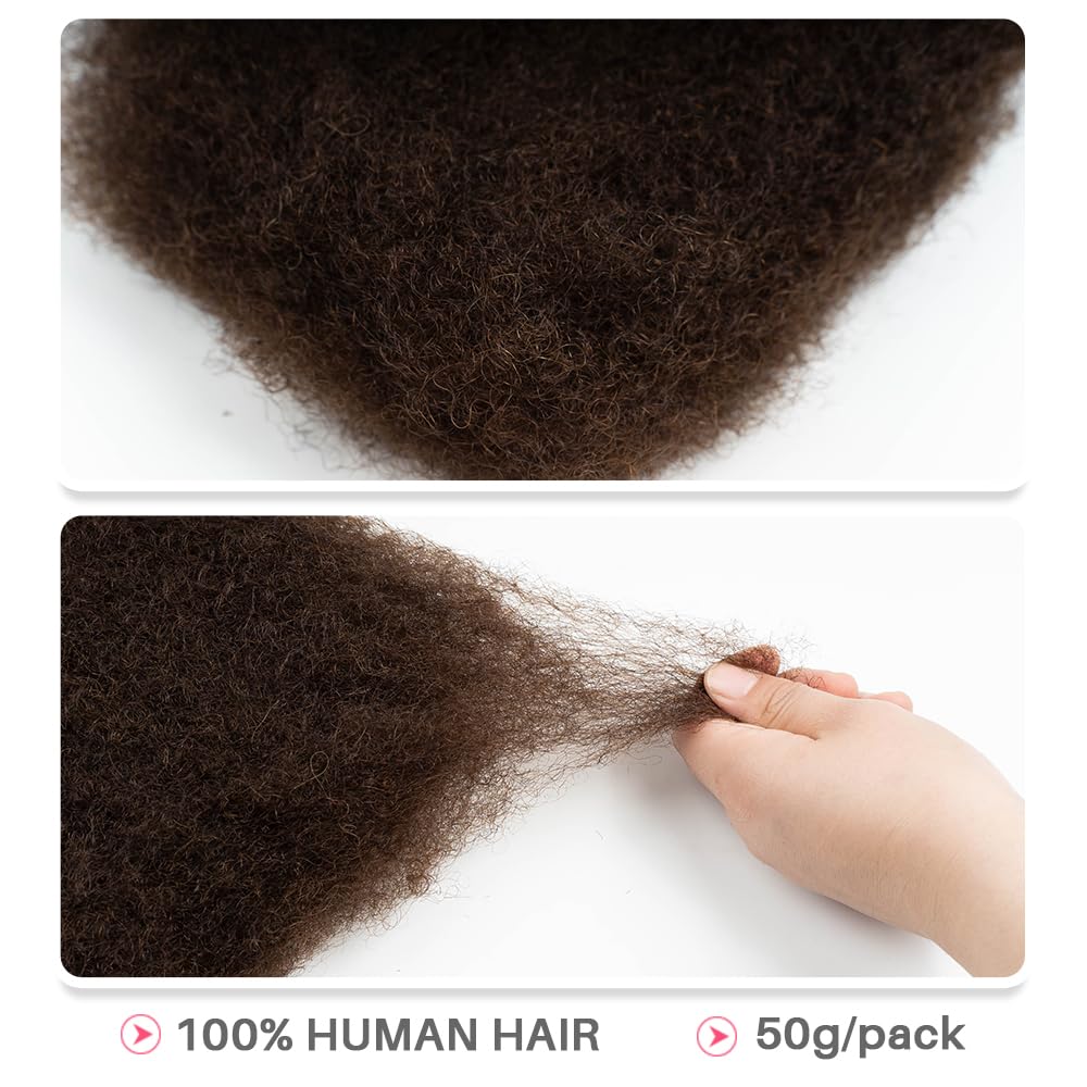 QVR Afro Kinkys Bulk Human Hair for Dreadlock Extensions Repair Locs, Dark Brown Color 14inch Spring Twist Braiding Afro Kinky Human Hair for Locks 50 Beauty and Personal Care QUEEN VIRGIN REMY