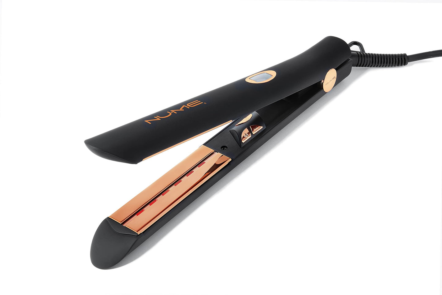 NuMe Style Setter Hair Straightener Titanium Flat Iron - 1 Inch Floating Plates Hair Iron with Negative Ion Conditioning - Infrared Light Strip - Dual