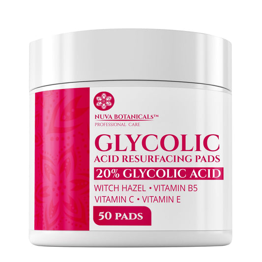 20% Glycolic Acid Exfoliating Pads 50 Ct – At-Home Chemical Peel with Vitamin C | Face Pads for Acne, Wrinkles, Dark Spots & Smooth Skin