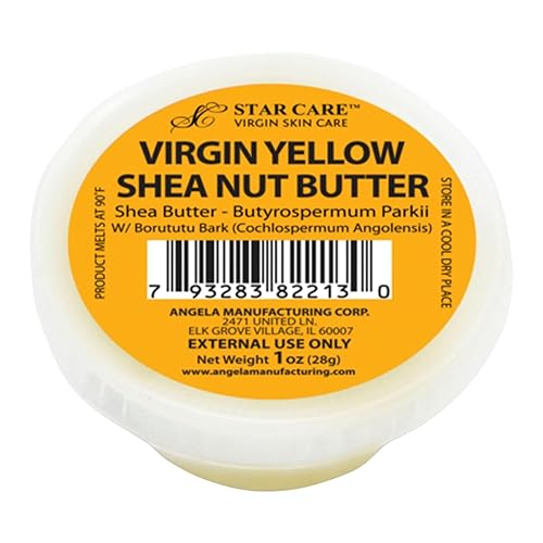 STAR CARE 100% Pure Yellow Shea Nut Butter 1oz Unrefined & Raw Natural Moisturizer for Skin Hair & Lips, African Shea Butter Rich in Vitamins