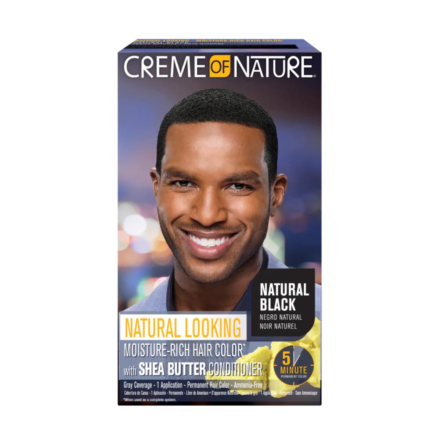 Creme of Nature Natural Looking Hair Color for Men with Shea Butter Conditioner, Fast-Acting, Ammonia-Free Moisture-Rich Gray Coverage Gel for Hair
