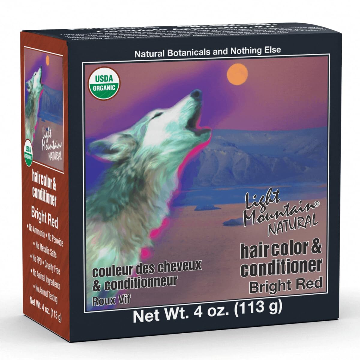 Light Mountain Henna Hair Color & Conditioner - Bright Red Hair Dye for Men/Women, Organic Henna Leaf Powder and Botanicals, Chemical-Free