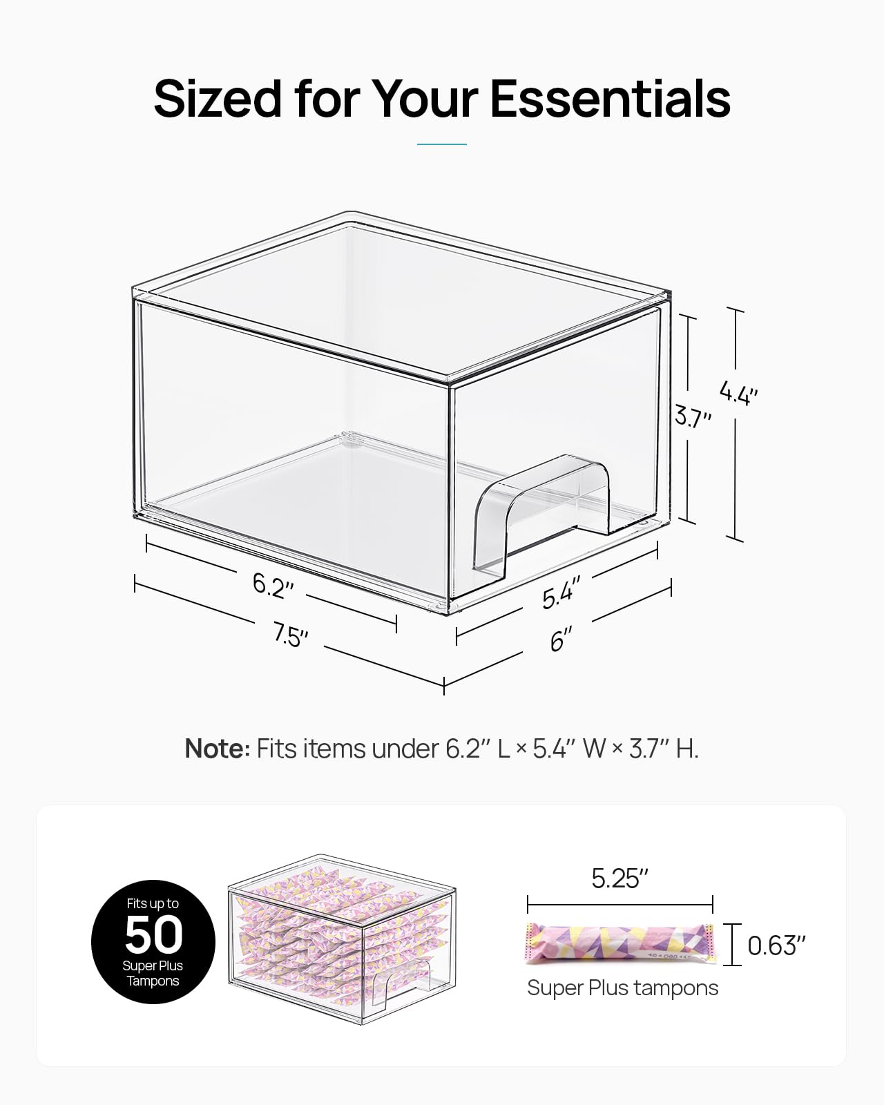 Vtopmart 6 Pack Small Clear Stackable Storage Drawers,Acrylic Bathroom Makeup Organizer,Plastic Storage Bins For Vanity, Undersink, Kitchen Cabinets Beauty and Personal Care Vtopmart