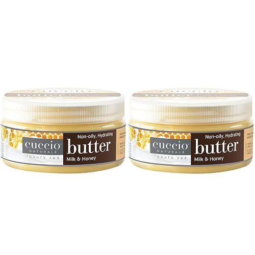 Cuccio Naturale Butter Blend Hydrating Treatment for Hands, Feet & Body - Milk & Honey - Non-Greasy, 24-Hour Moisturization - 8 oz (Pack of 2)