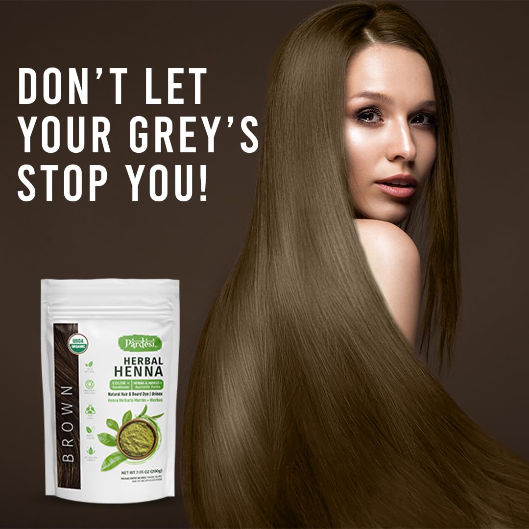 Pardesi Organic Henna Brown 200g - Natural Hair Color & Conditioning Treatment | Halal, Non-GMO, Vegan | Chemical-Free