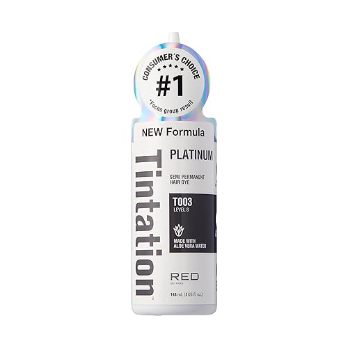 Red by Kiss Tintation Semi-Permanent Hair Color, Aloe Vera Water Based, Argan Oil, Olive Oil, Collagen & Keratin, Long-Lasting Color Dye (Platinum, 5