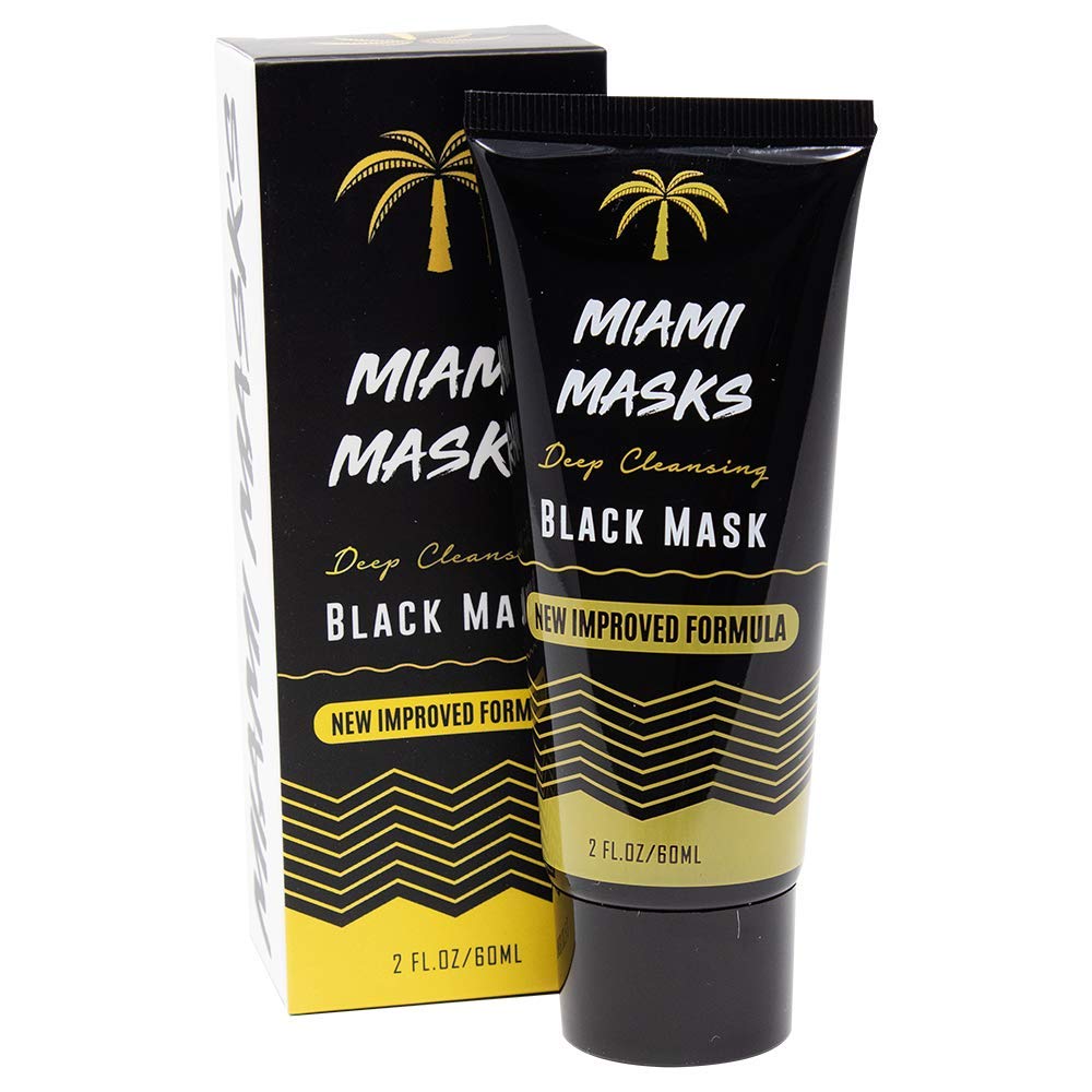 Miami Masks Blackhead Remover Bamboo Black Charcoal PeelOff Face Mask Anti-Acne Pore Minimizer Black head Remover Facial Mask All Skin Types Nose