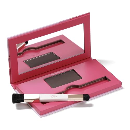 eSalon Root Touch Up + Brow Powder, Conceal & Cover (Medium Brunette) - Hairline Powder for Women - Scalp Concealer & Filler for Thinning & Gray Hair