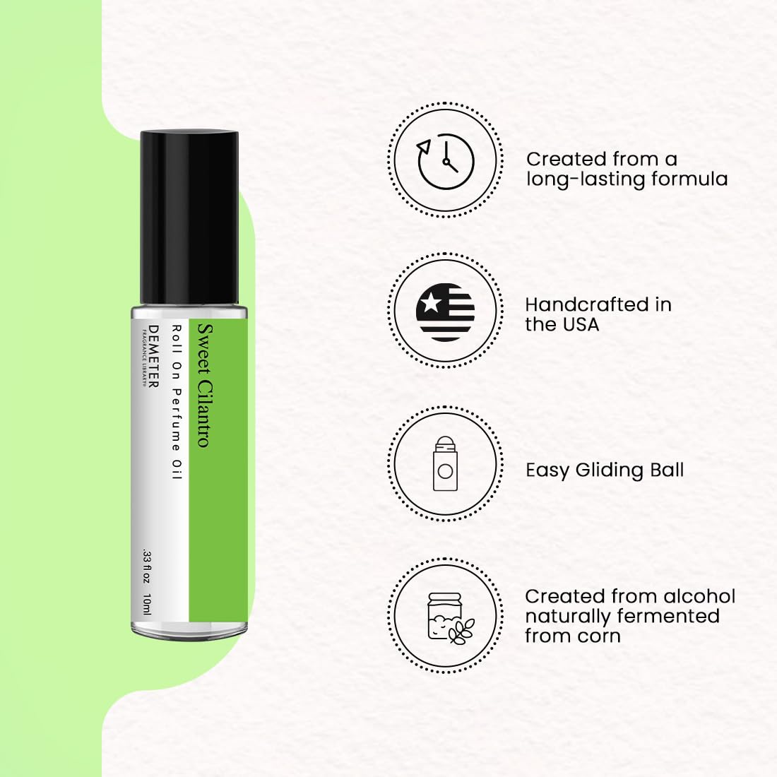 DEMETER Sweet Cilantro Roll On Perfume Oil, 0.33 Oz, Long-Lasting