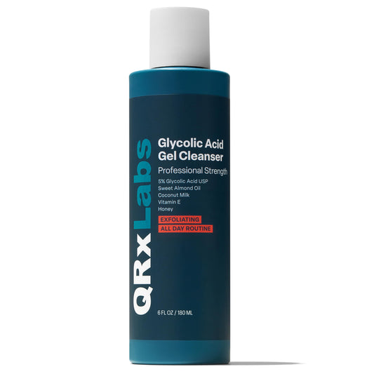 QRxLabs Glycolic Acid Face Wash 6 oz – Gentle Exfoliating Gel for Smoother Skin, Hydration, Blemish-Prone Skin & Ingrown Hair Care