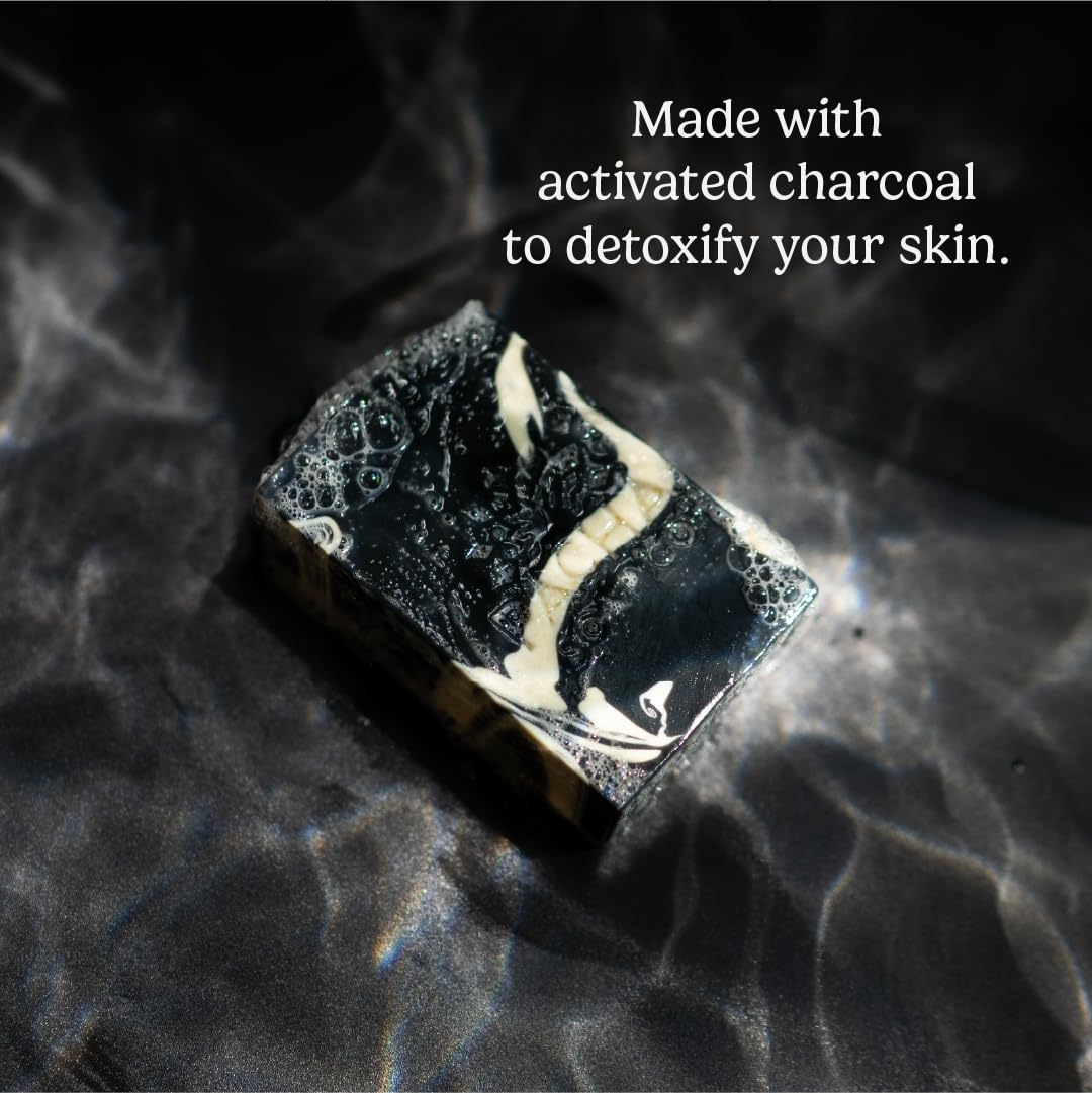 Pacha Soap Co. Bar Soap, Charcoal, 3-Pack (4 oz ea) - Premium, Handcrafted, Hydrating, Natural Face Wash, Hand Cleanser, Body Wash, Soothing Essential