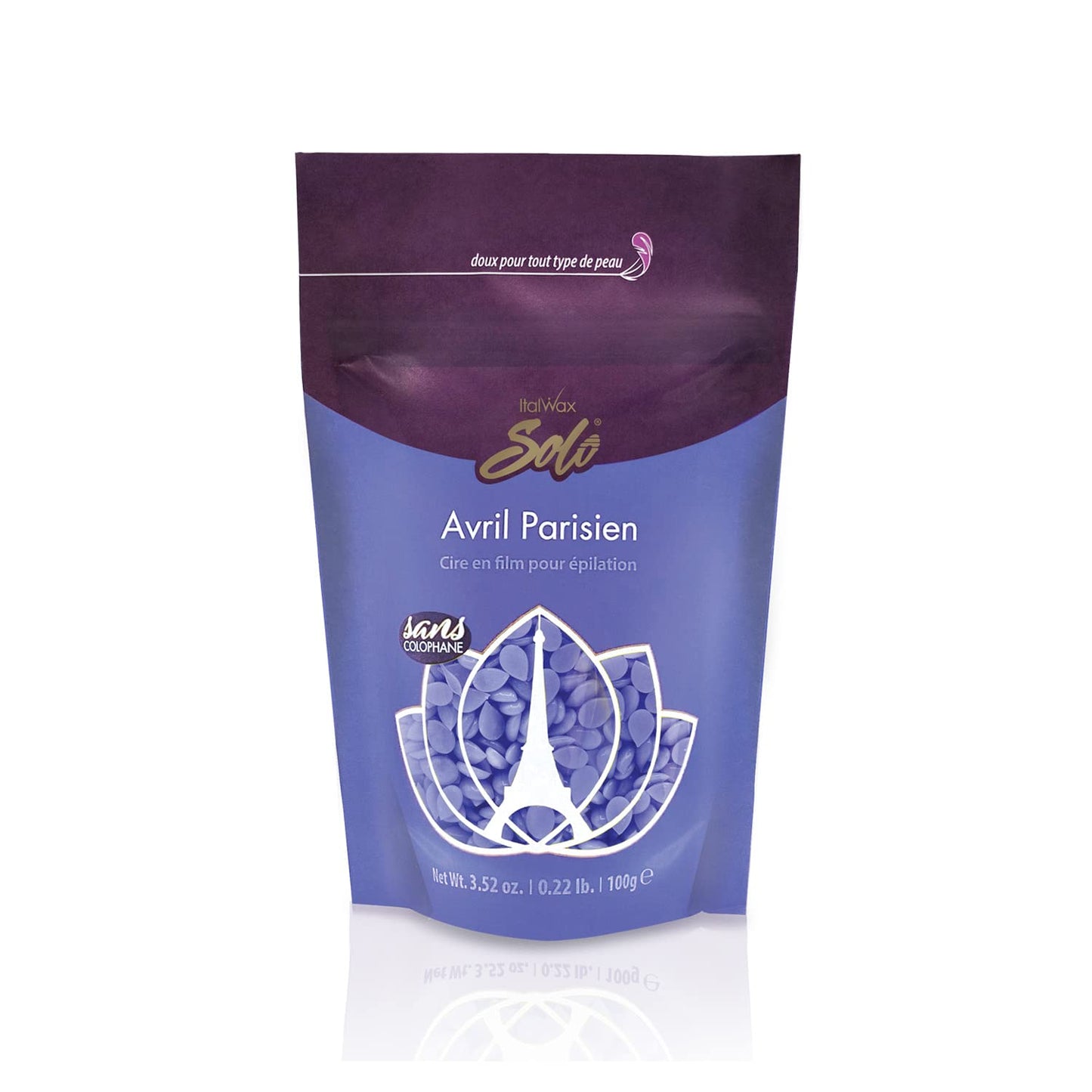Italwax Solo Avril Parisienne - 100g / 3,52 oz - Hard wax beads for hair removal - Iliac color - Orchid fragrance transparent synthetic formulation Beauty and Personal Care Italwax