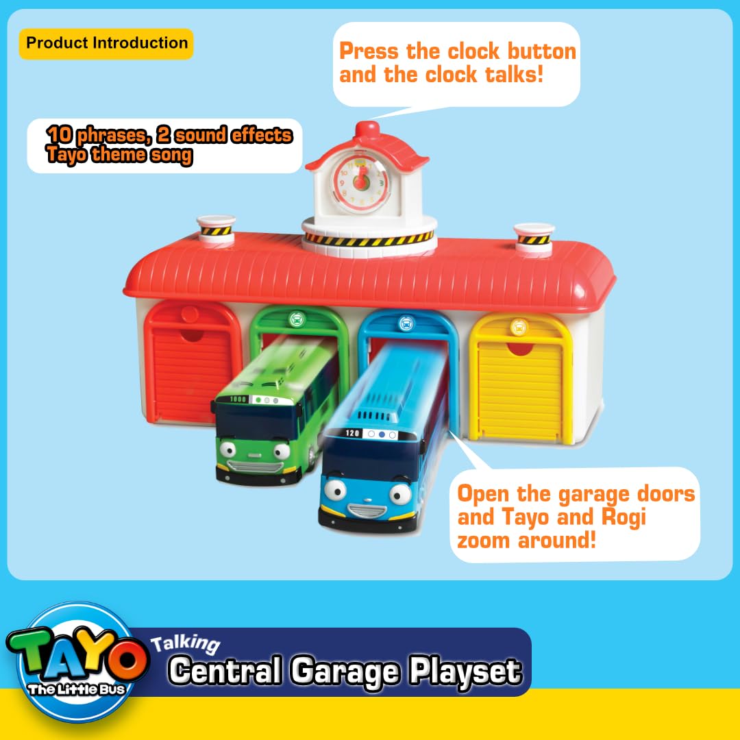 Tayo The Little Bus Central Garage Play Set - Action Play car Figure, Christmas and Birthday Gifts for Kids, The Most Popular Children's Cartoon…