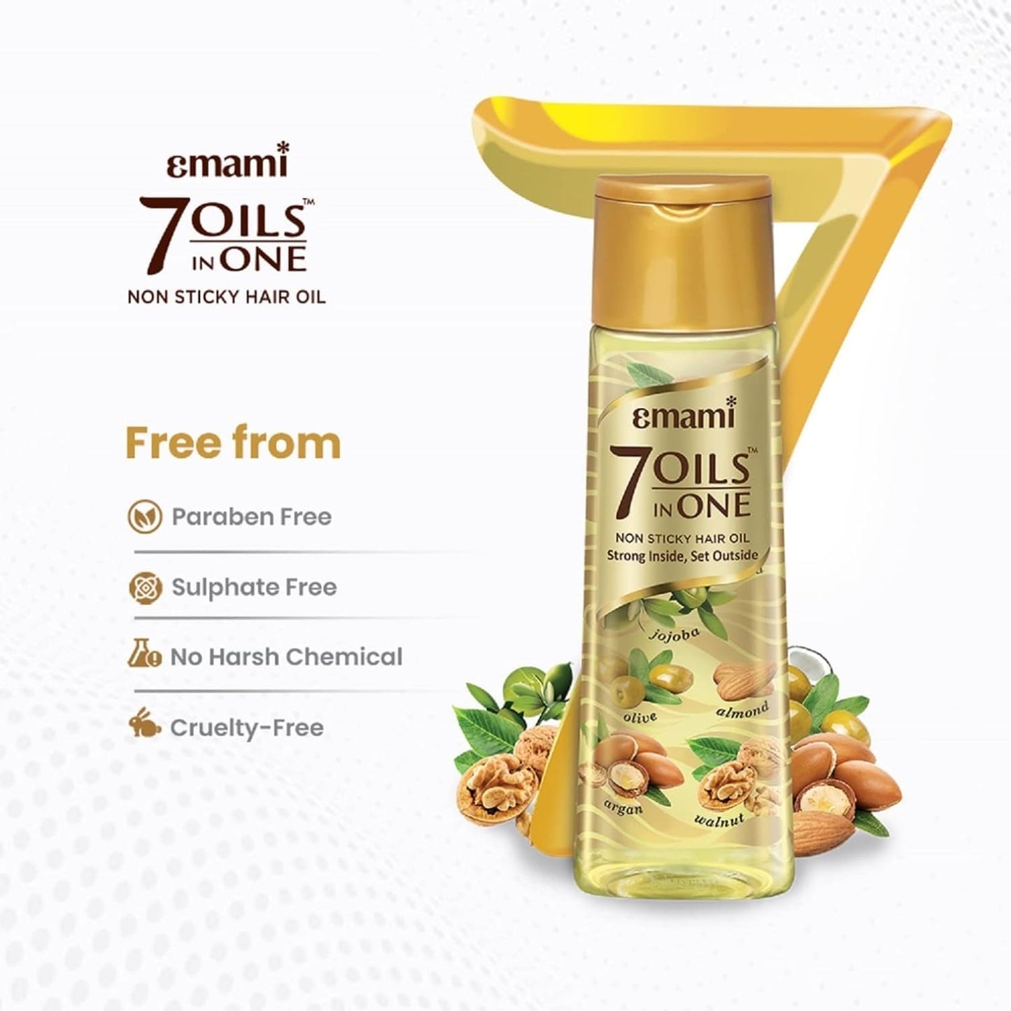 Emami 7-in-1 Hair Oil | with Natural Ayurvedic Herbs | Repairs Hair Damage | Nourishes Scalp | Fights Dandruff | Provides Strong & Healthy Hairs