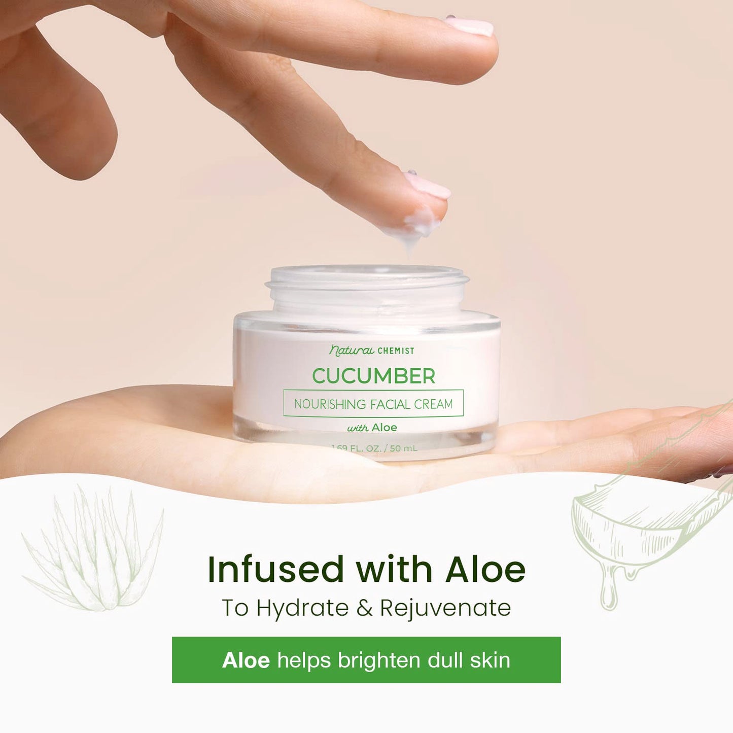 Natural Chemist Cucumber & Aloe Daily Face Moisturizer 1.69 oz – Hydrating, Cooling & Anti-Aging Korean Skincare | Cruelty-Free & Dermatologist Tested