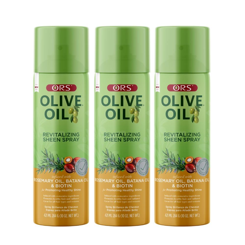 ORS Olive Oil Revitalizing Sheen Spray with Rosemary, Batana & Biotin Oil 10 Ounces (Pack of 3)