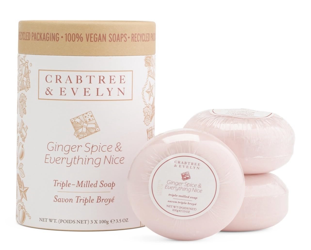 Crabtree & Evelyn Ginger Spice & Everything Nice Triple Milled Soap 3 X 3.5 oz Beauty & Personal Care Crabtree & Evelyn