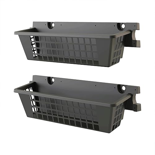 Suncast 2-Pack Accessory Baskets, Resin Organizers for Shed, Black, 25" x 7.25" x 7" - Outdoor Storage Organization, 30 lb Weight Capacity Per Shelf…