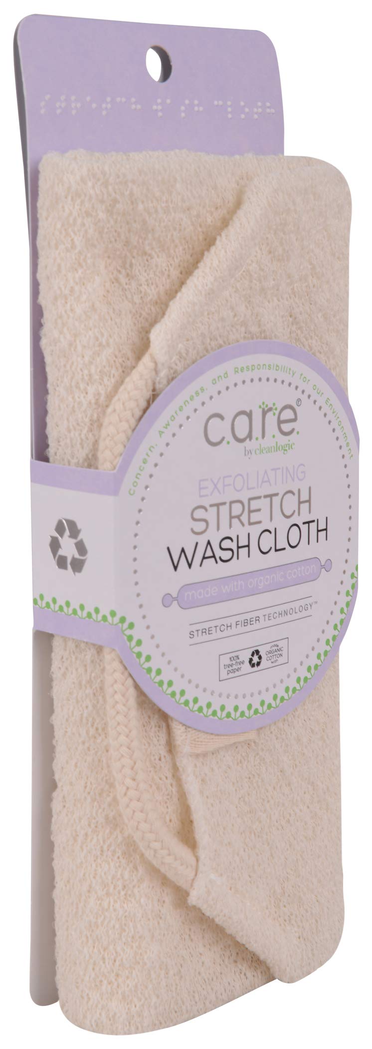 CleanLogic Sustainable Exfoliating Stretch Bath and Shower Wash Cloth, Certified Organic, 1 Count (Pack of 1)