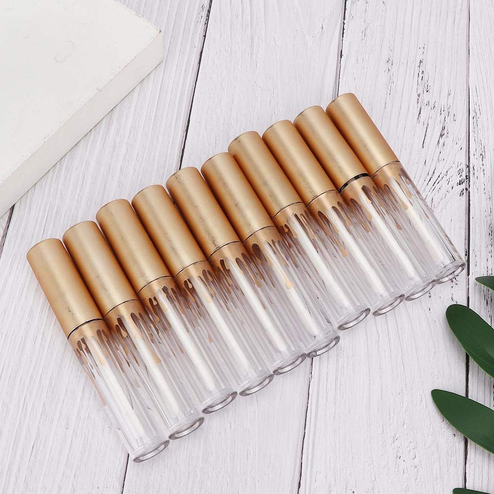 10 pcs Empty Lip Gloss Tubes, Transparent and Glod Plastic Lip Gloss Tube Containers DIY Lipstick Balm Travel Makeup Transparent Bottle With Matte