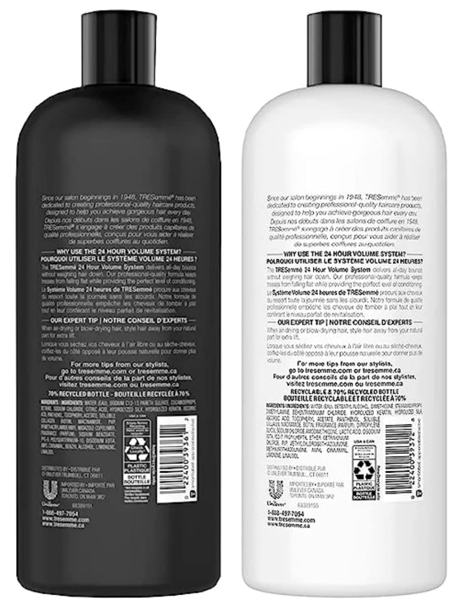 TRESemmé 24 Hour Volume Shampoo Formulated with Pro Style Technology 28 oz Bundle with TRESemmé 24 Hour Volume Conditioner For Fine Hair Formulated