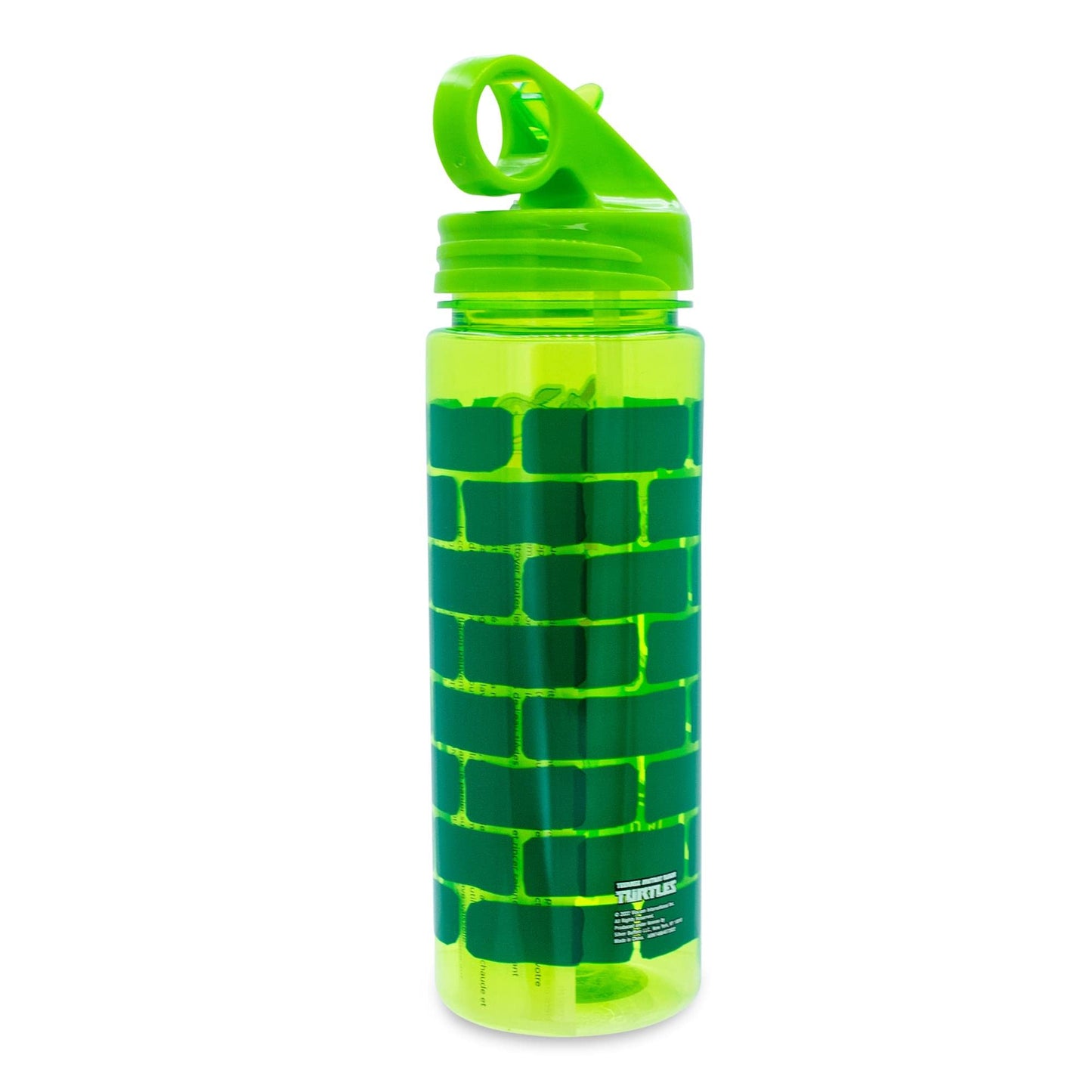 Silver Buffalo Teenage Mutant Ninja Turtles Water Bottle With Flip-Up Straw | BPA-Free Plastic Sports Jug | Holds 20 Ounces