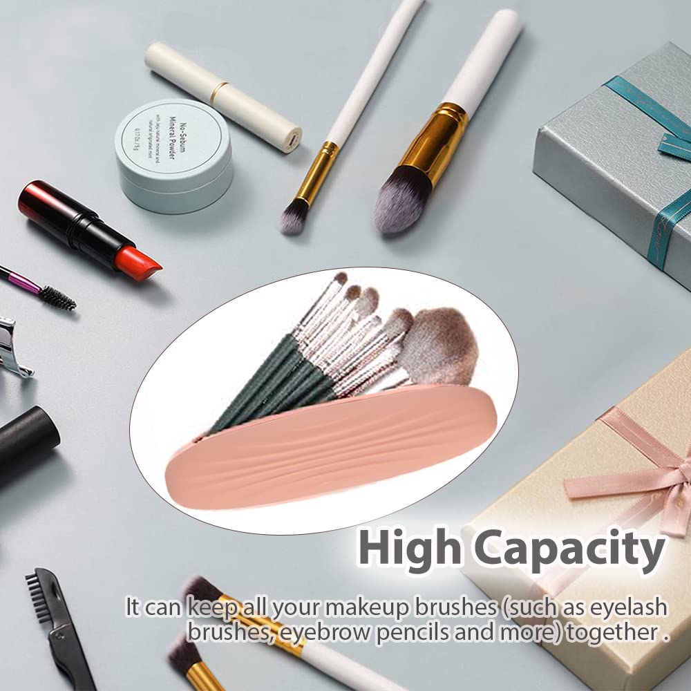 JEWYOCO Travel Makeup Brush Holder Silicon Trendy Portable Soft Sleek Cosmetic Face Makeup Tools Organizer Container Small Case for Travel (BRUSHES