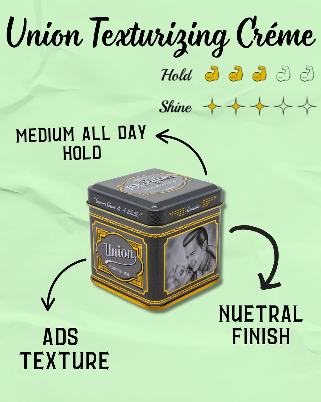 Styling Creme For Men - 4oz Beautifully Crafted Tin | All Day Textured Hold, Easily Washes Out With Water, Neutral Shine & Amazing Scent - Extremely