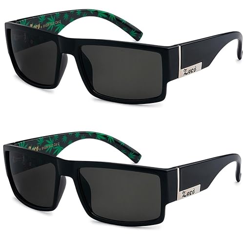 Locs 2 Pack Sunglasses Black Gangster Sunglasses (2 Pot green)