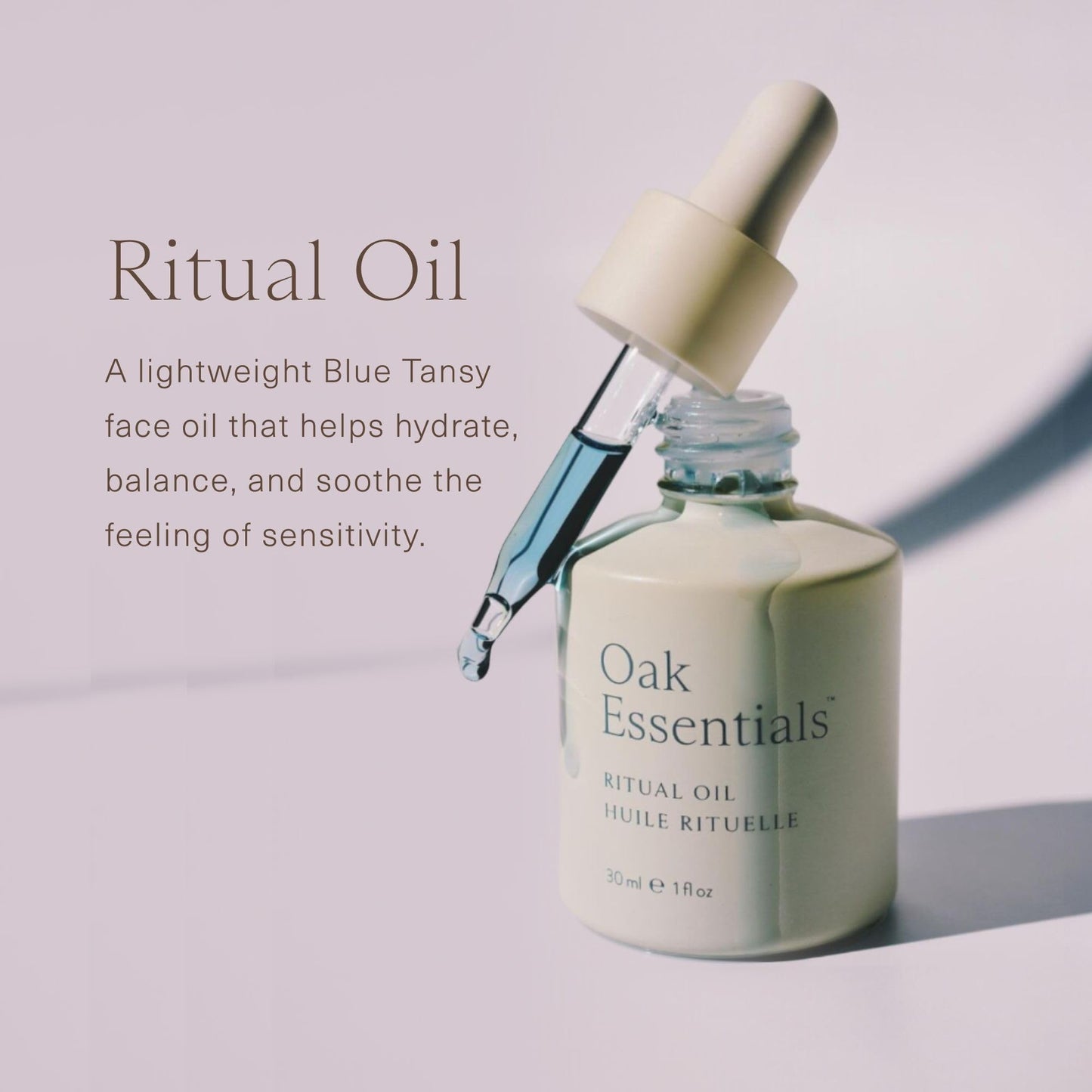 Oak Essentials Ritual Oil, Blue Tansy Hydrating Face Oil with Organic Jojoba Seed and Borage Seed Oils, Balances Sensitive-Feeling Skin, Silky Finish