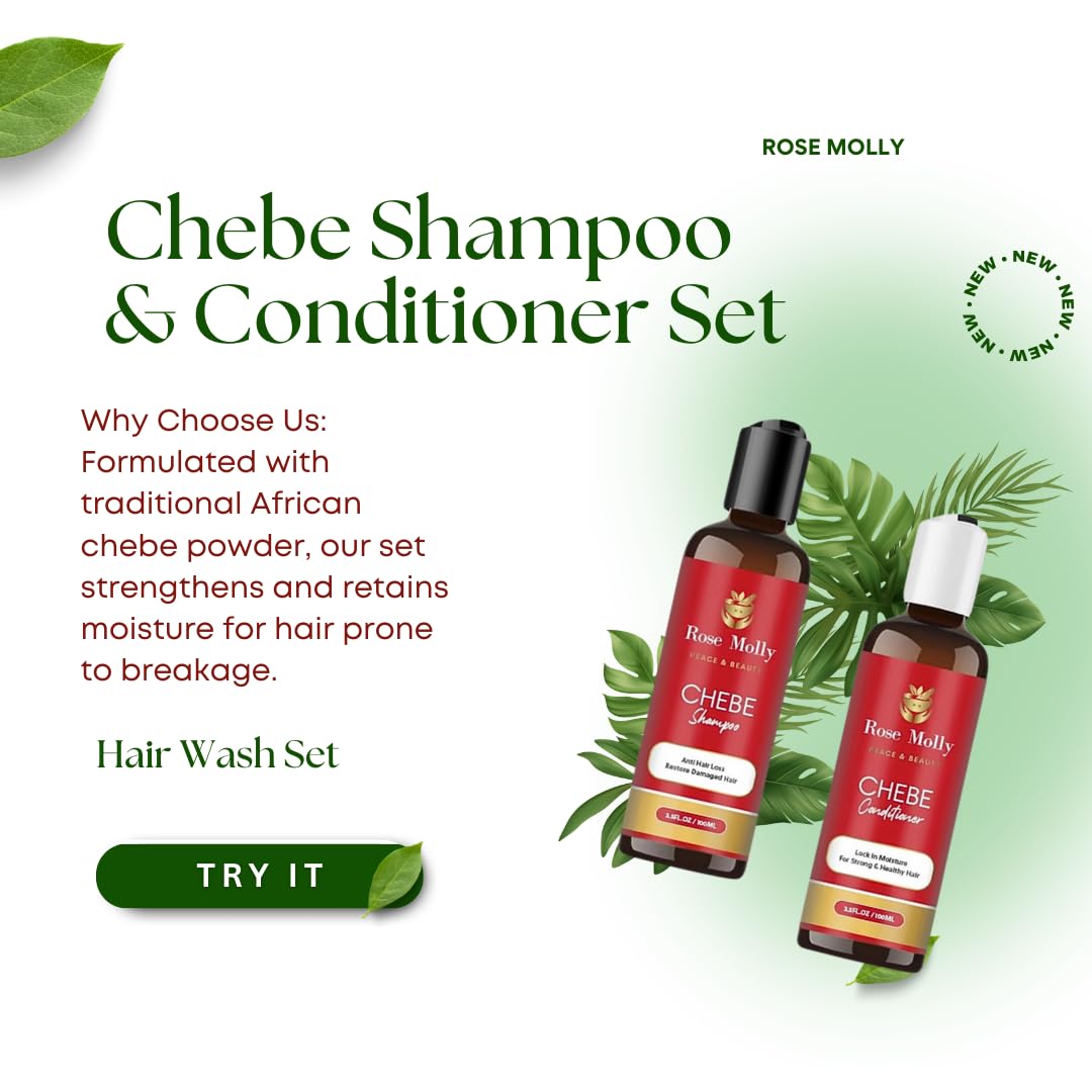 Rose Molly Chebe Shampoo and Conditioner Set, 3.5 fl oz Each