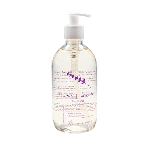 Provence Sante Natural Liquid Soap - Moisturizing Almond Oil Hand Soap with Calming Lavender Scent - Elegant Pump Dispenser for Kitchen & Bath (16.9
