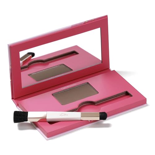 eSalon Root Touch Up + Brow Powder, Conceal & Cover (Light Brunette) - Hairline Powder for Women - Scalp Concealer & Filler for Thinning & Gray Hair