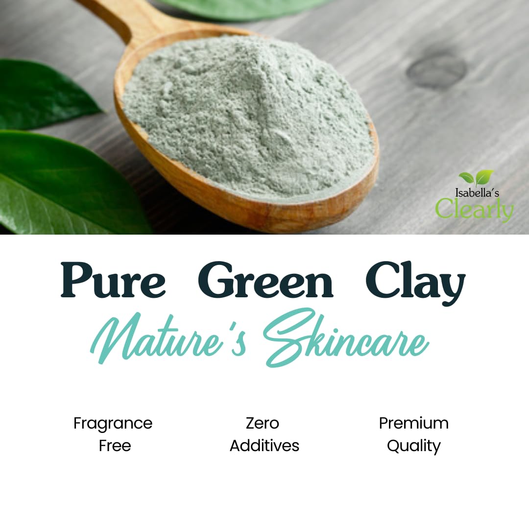Clearly CLAY, Deep Pore Cleansing, Skin Softening Facial Mask | 100% Pure French Green Clay Powder for Acne, Blackheads, Dry Skin, Oily Skin | Non