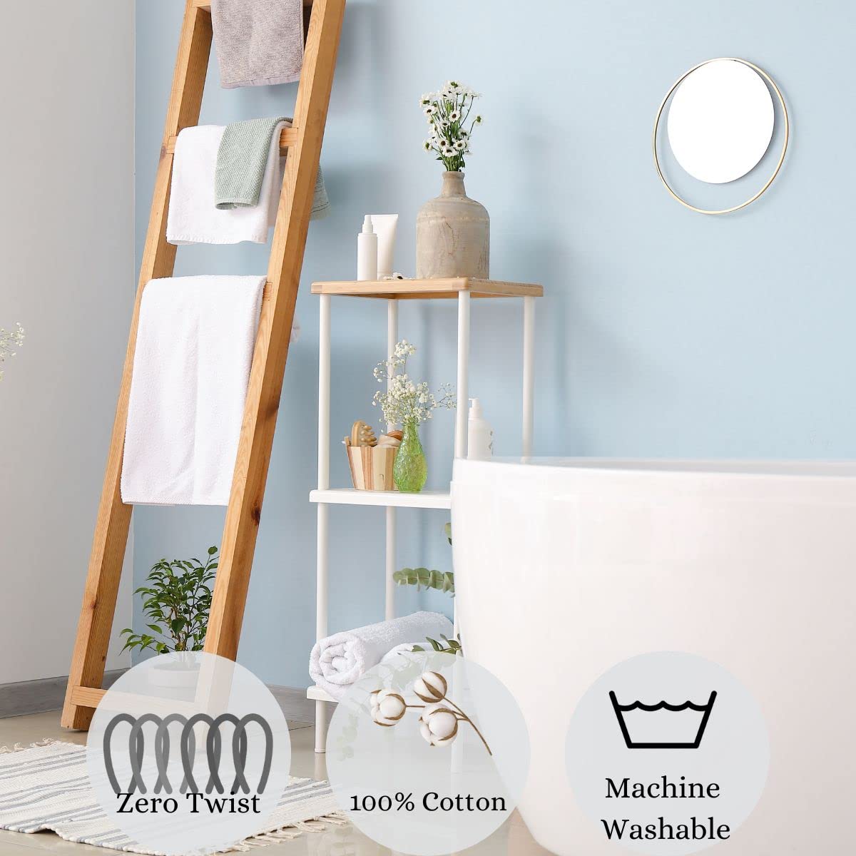 Anne Klein 6-Piece Reverie Towel Set, 2 Bath Towels, 2 Hand Towels, 2 Wash Cloths, 100% Cotton, Grey