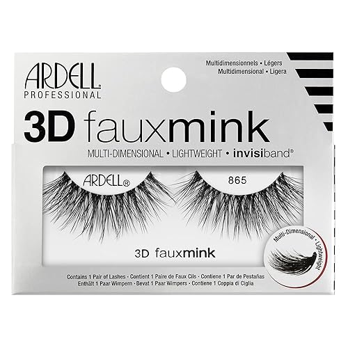 Ardell 3D Faux Mink Lashes 865 - Lightweight, Reusable, Wispy False Eyelashes for a Dramatic Natural Look, 1 Pair