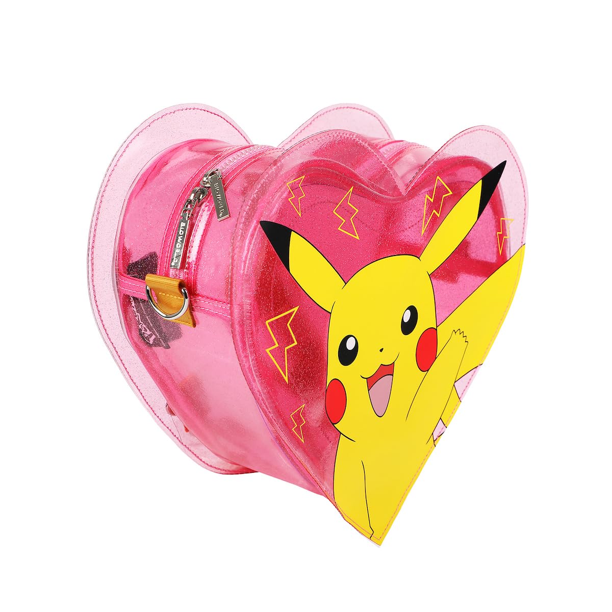 Bioworld Pokemon Pikachu 10.5 Heart-Shaped Clear Pink Backpack